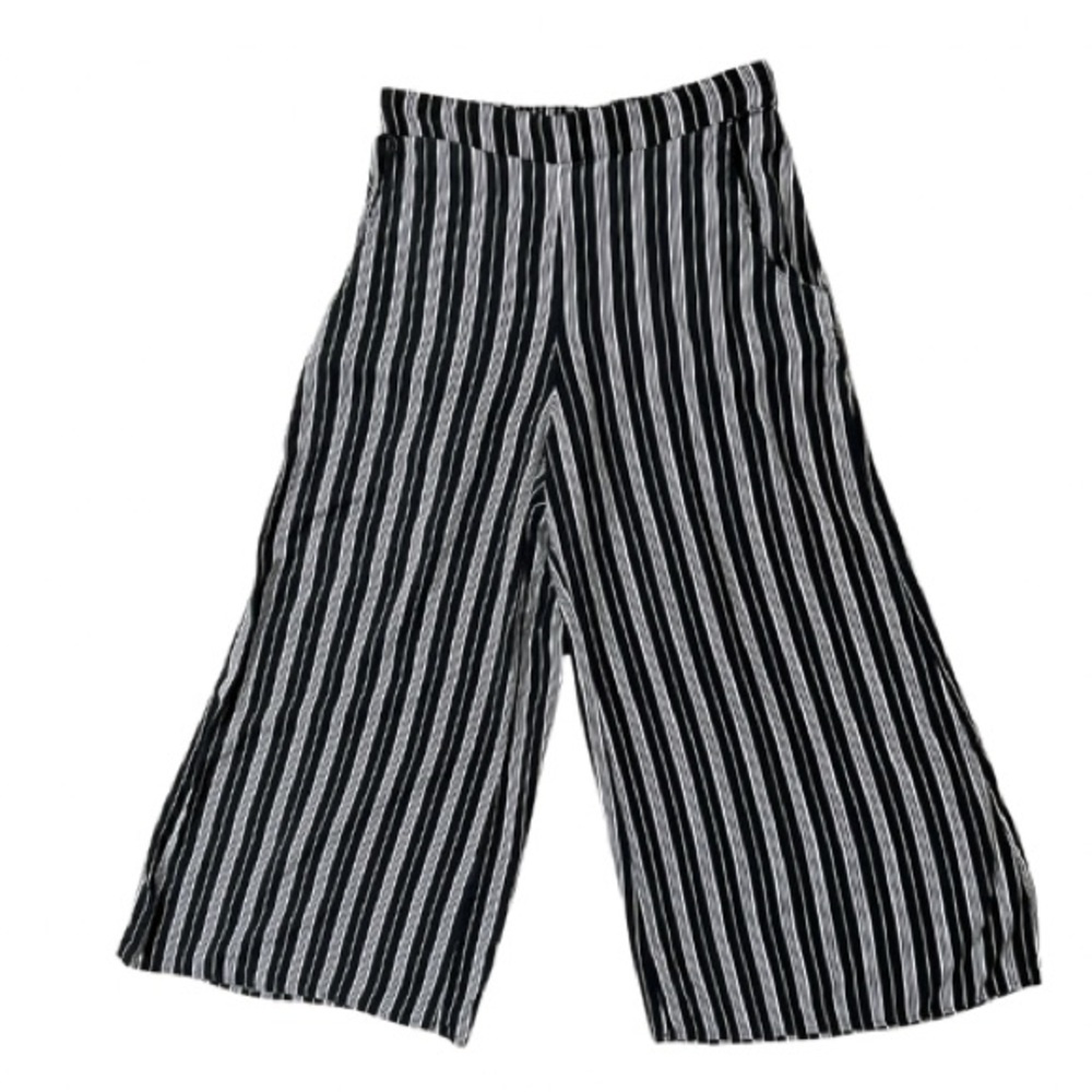 Hollister Navy Striped Wide Legged Cropped Palazzo Pants Size Small Clean Girl - Picture 1 of 9